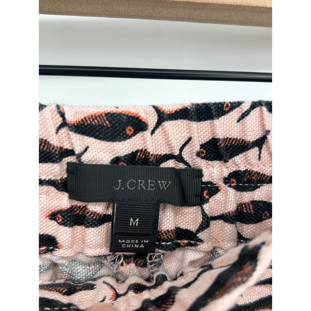 J. Crew Minnow Fish Print Linen Blend Pull On Elastic Waist Shorts In Medium - Picture 4 of 9